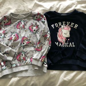Lot of 2 velour H&M unicorn shirts